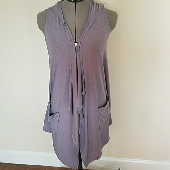 LOGO BY LORI GOLDSTEIN Tops - Open front cascade hoodie vest